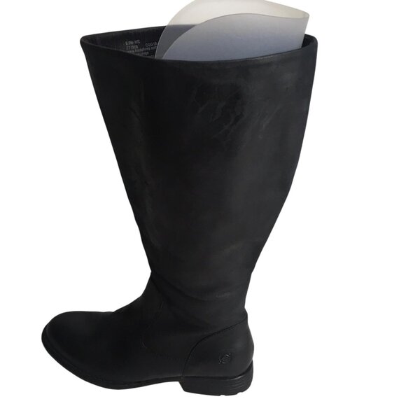 Born Boots Womens Size 9.5 Black Leather Knee High Wide Calf Riding Zip F71009 - Picture 7 of 13